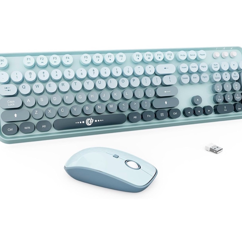 Wireless Blue Keyboard and Mouse Set
